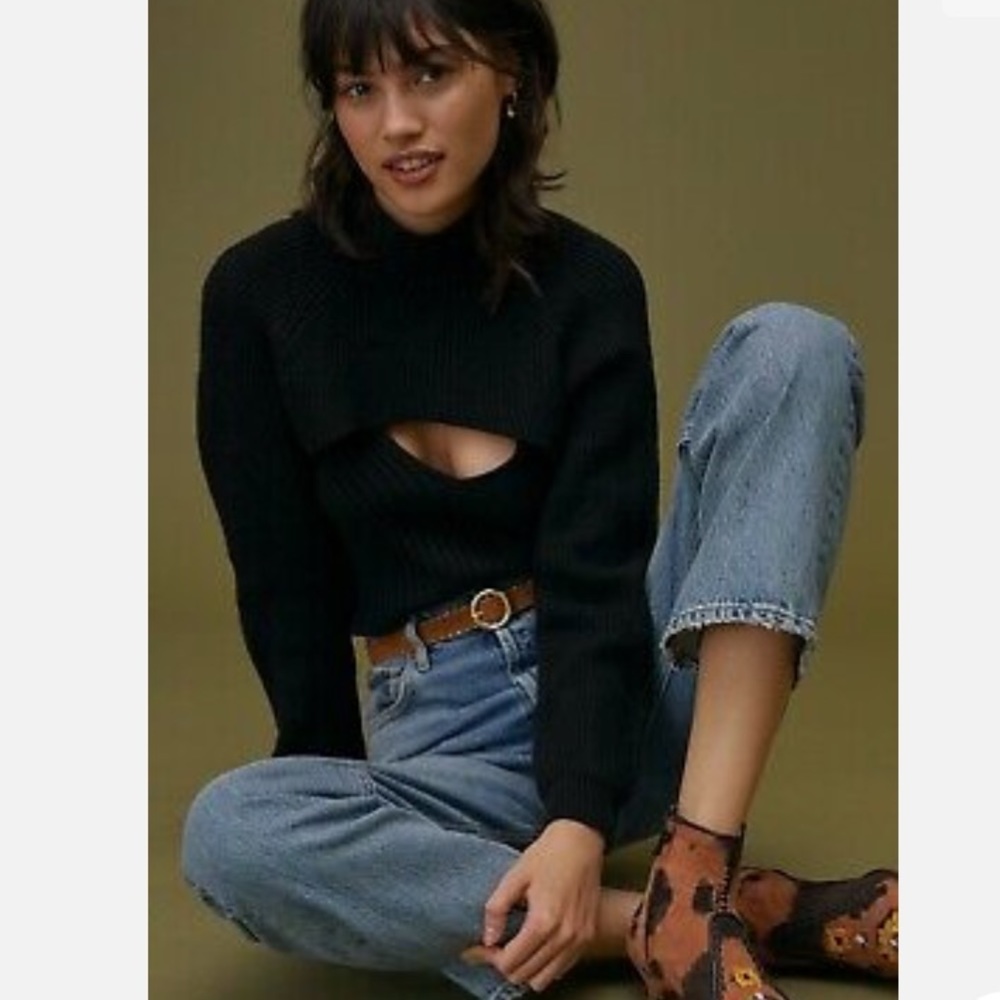 Anthropologie Turtleneck Cut-Out Shrug Set